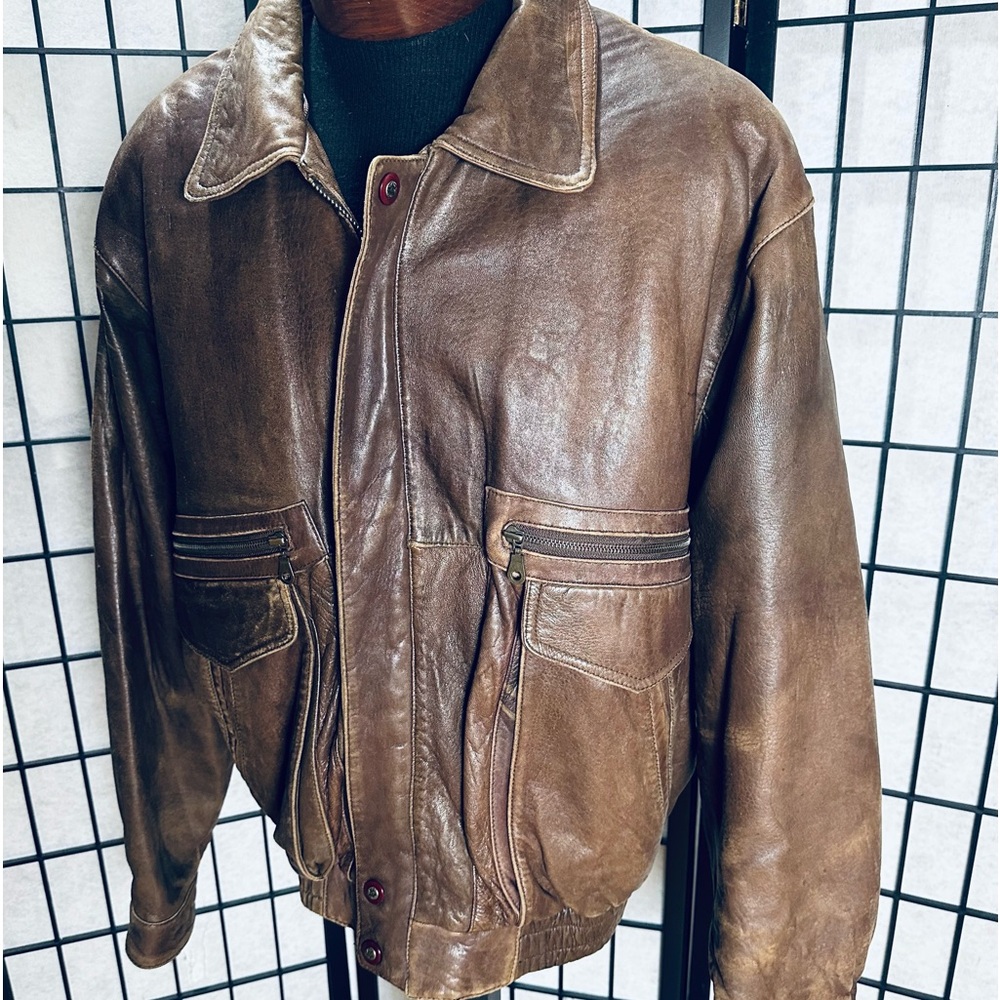 Adler Authentic Vintage Brown Bomber Aviator Jacket - Picture 2 of 6